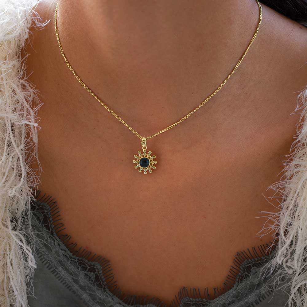 Etrusca Sun Drop Pendant: Black Onyx