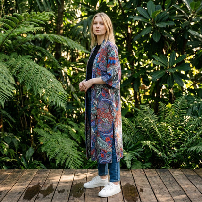 Blue Paisley Midi Kimono