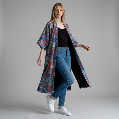 Blue Paisley Midi Kimono