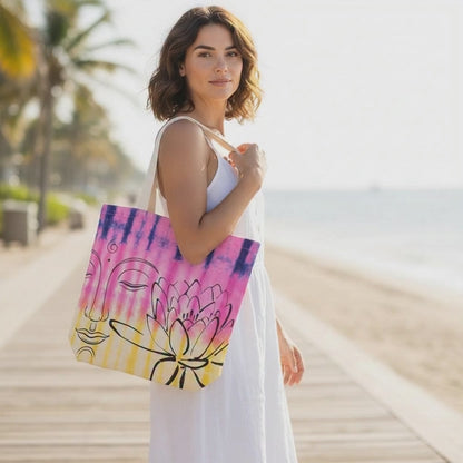 Pink & Yellow Lotus Buddha Tie-Dye Cotton Bag