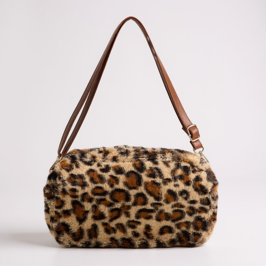 Leopard Faux Fur Crossbody Bag