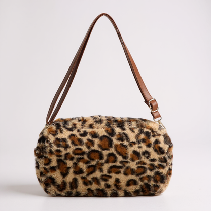 Leopard Faux Fur Crossbody Bag