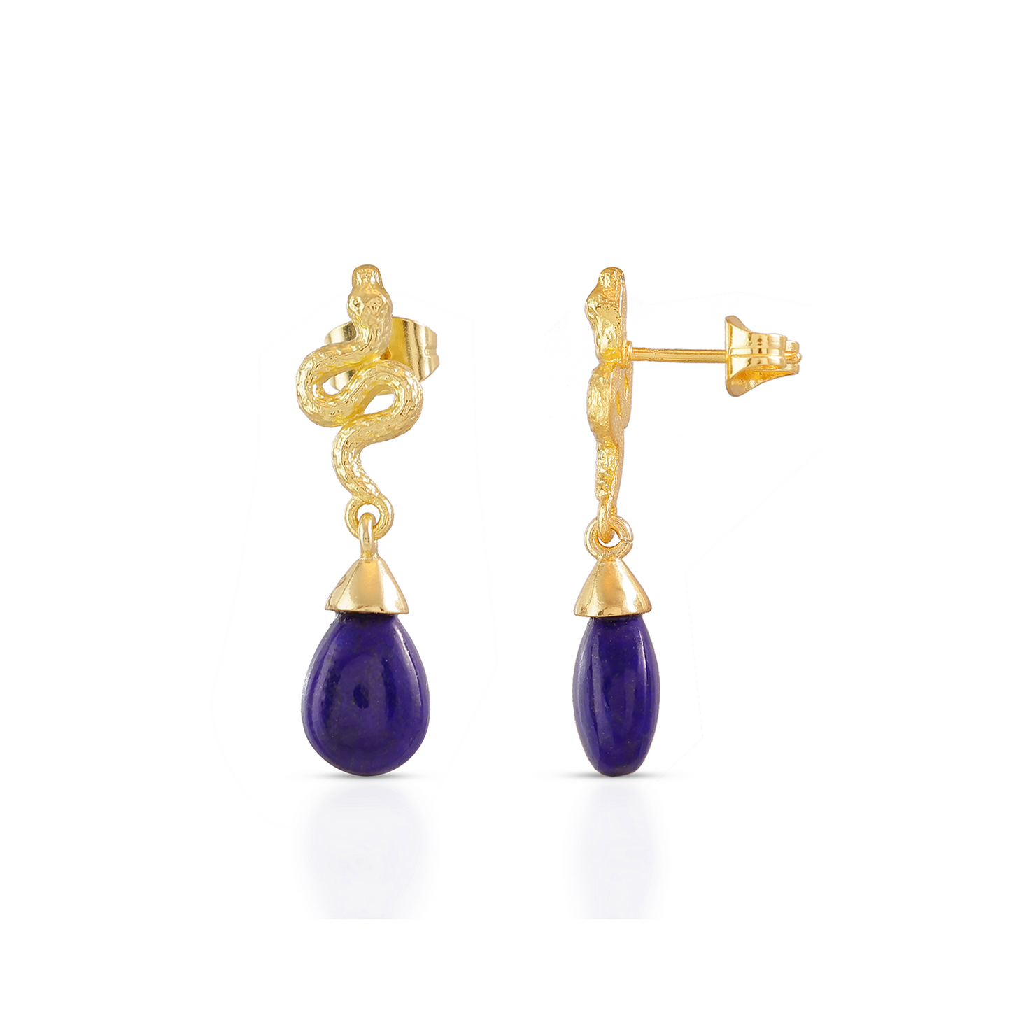 Medusa Small Gemstone Drop Earrings: Lapis