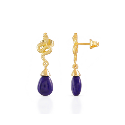 Medusa Small Gemstone Drop Earrings: Lapis