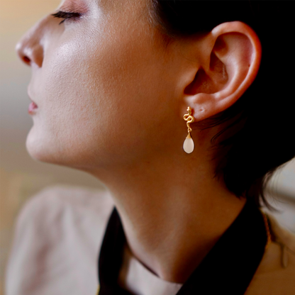 Medusa Small Gemstone Drop Earrings: White Agate