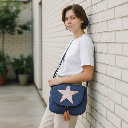 Navy Crossbody Canvas Star Bag